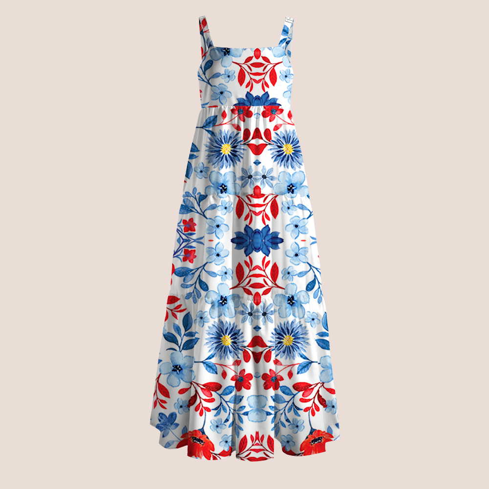 Boho Floral Patriotic Teacher Slip Dress