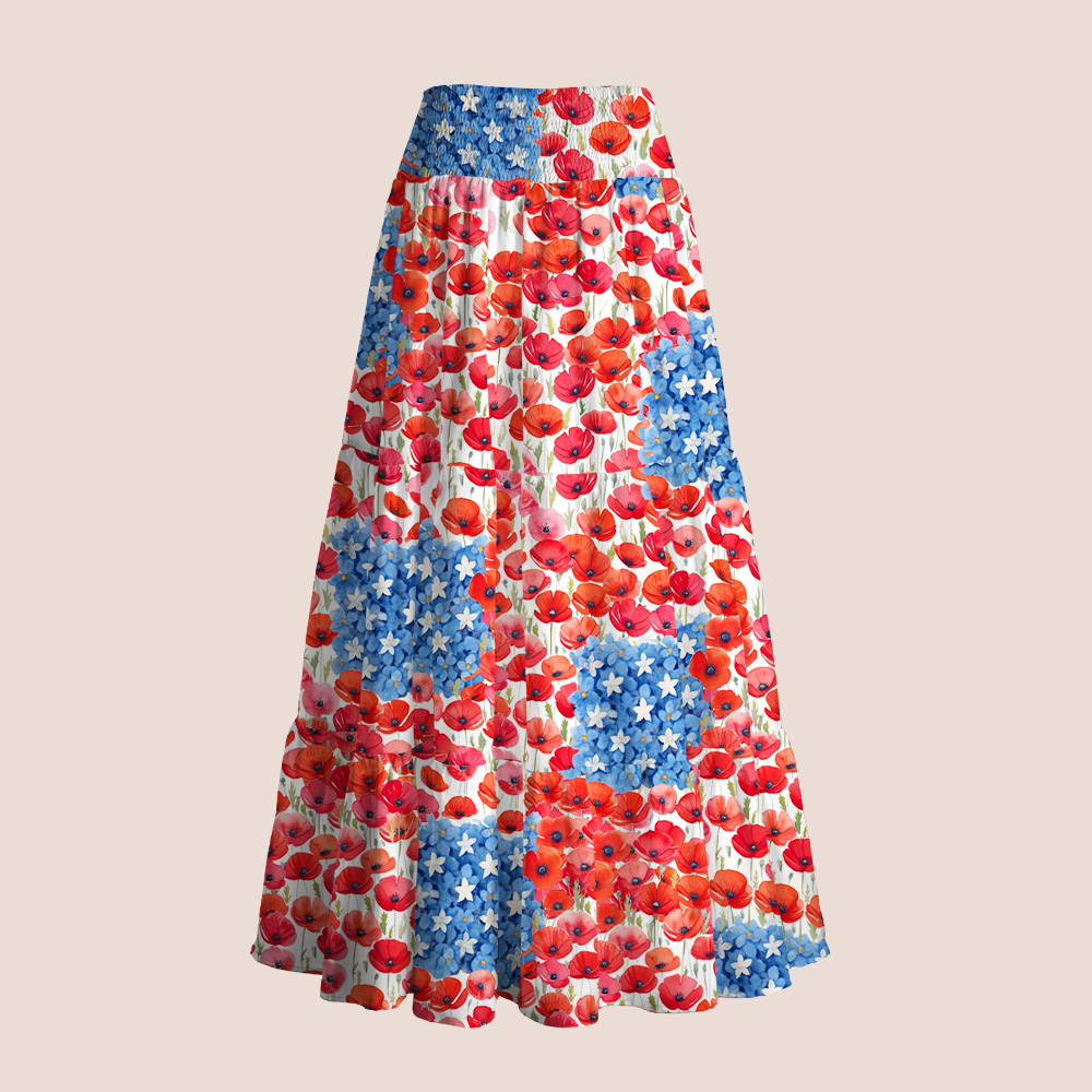 Floral USA Flag 250th Anniversary Teacher Tiered Skirt
