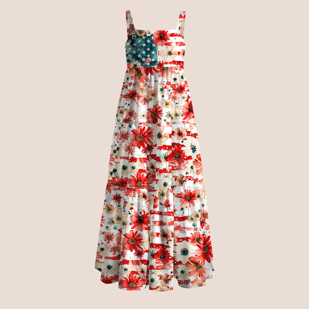 American Flag Floral Teacher Slip Dress