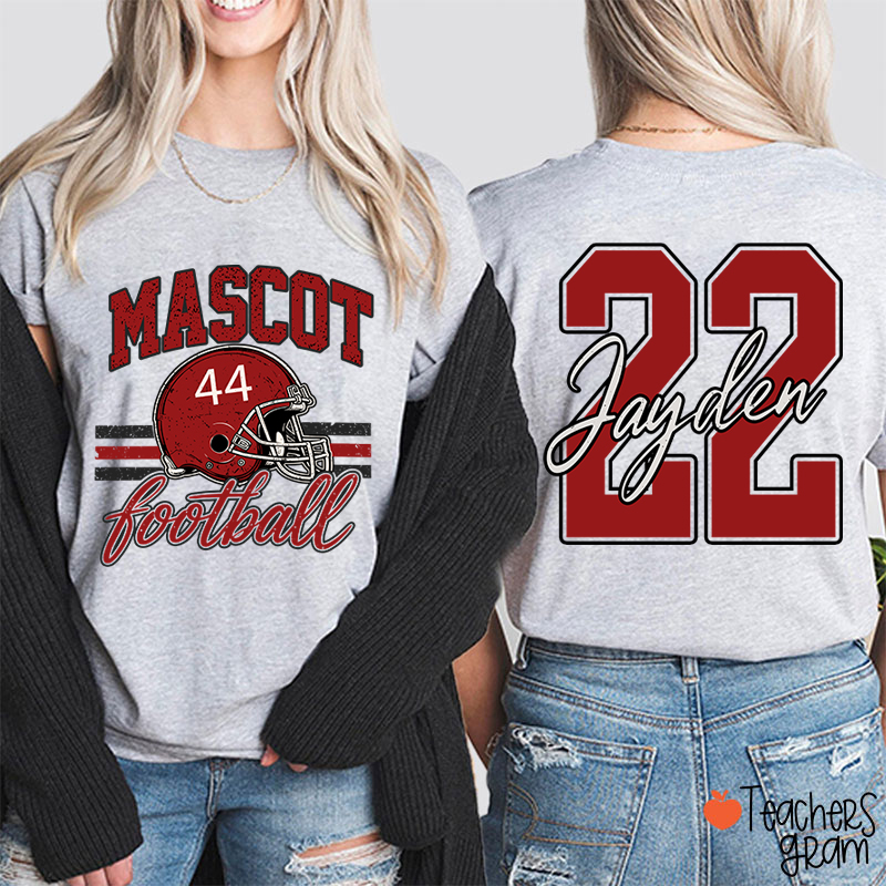 Personalized Mascot Football Game Day Teacher Two Sided T-Shirt