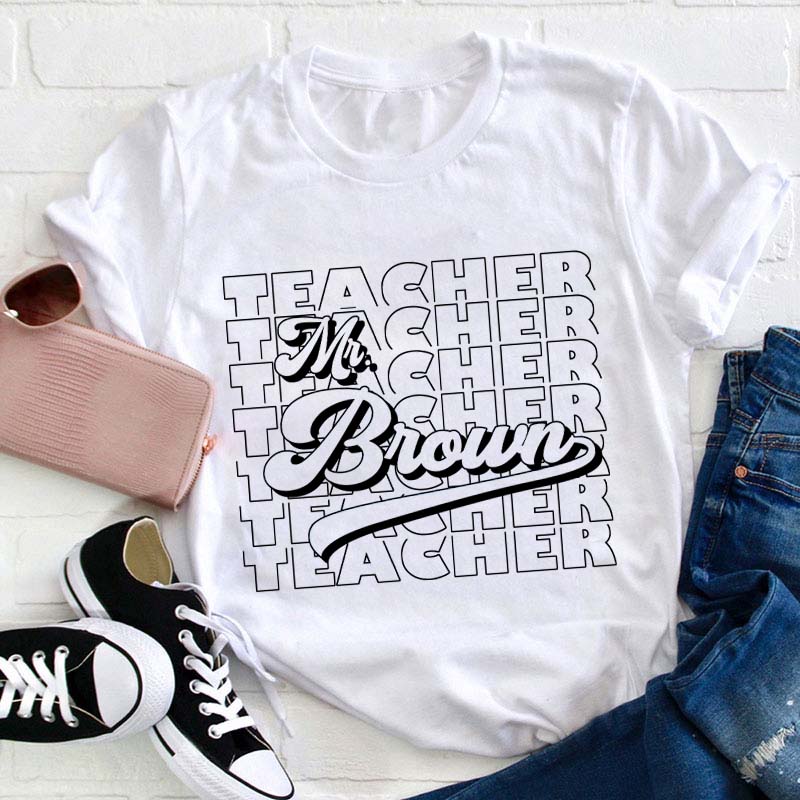 Personalized Name And Position Simple Teacher T-Shirt