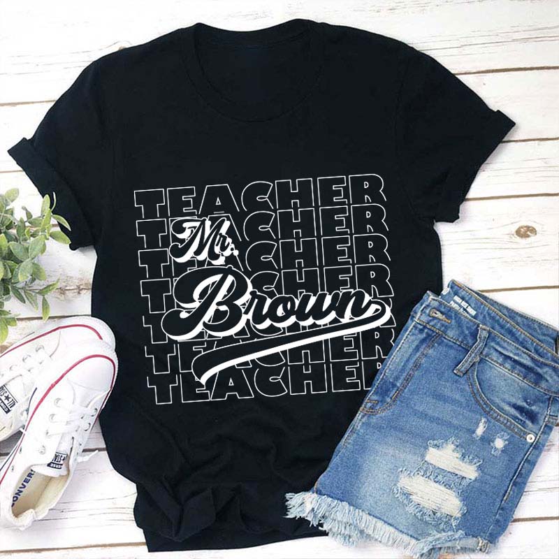 Teachergive | Personalized Name And Position Simple Teacher T-Shirt sale
