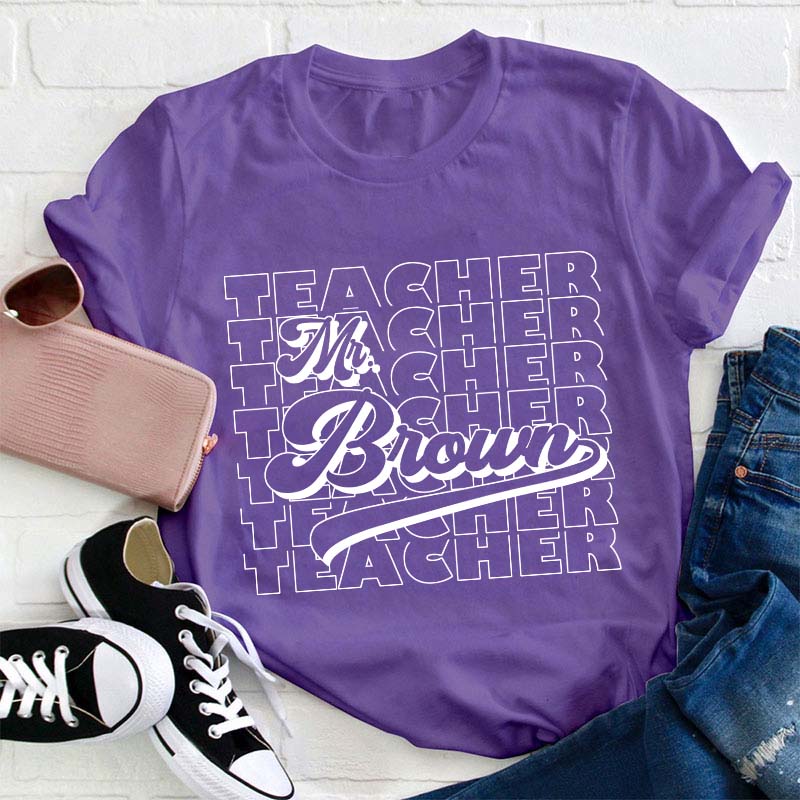 Personalized Name And Position Simple Teacher T-Shirt