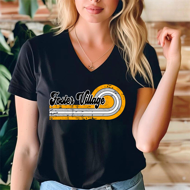 Personalized Retro Mascot School Spirit Teacher Female V-Neck T-Shirt