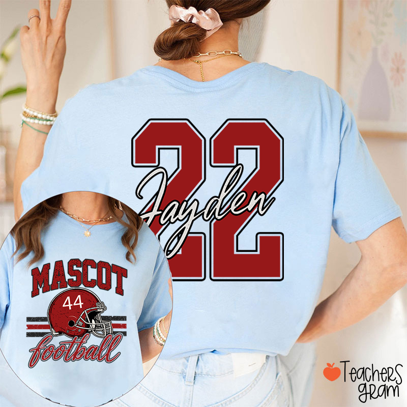 Personalized Mascot Football Game Day Teacher Two Sided T-Shirt