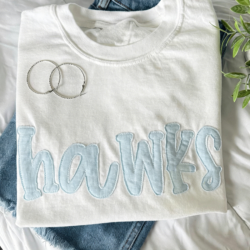 Personalized Mascot Embroidered School Letter Applique Teacher Sweatshirt