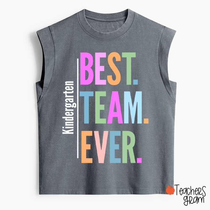 Personalized Neon Color Best Team Ever Teacher Washed Tank Top
