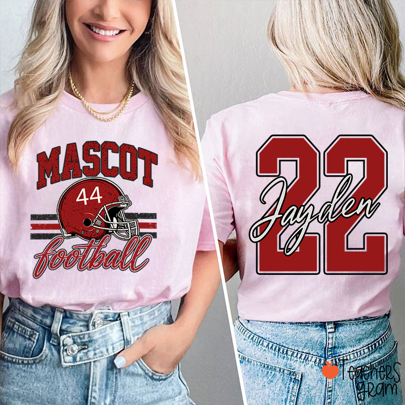 Personalized Mascot Football Game Day Teacher Two Sided T-Shirt