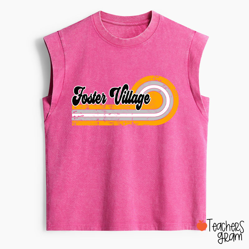 Personalized Retro Mascot School Spirit Teacher Washed Tank Top