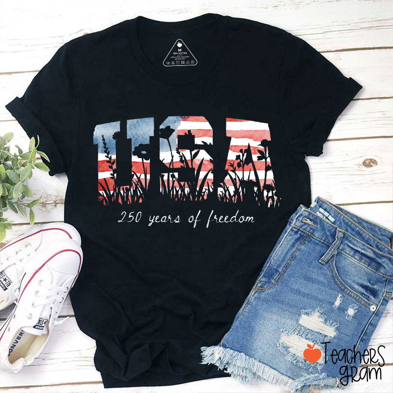 Usa 250 Years Of Freedom Teacher T-Shirt