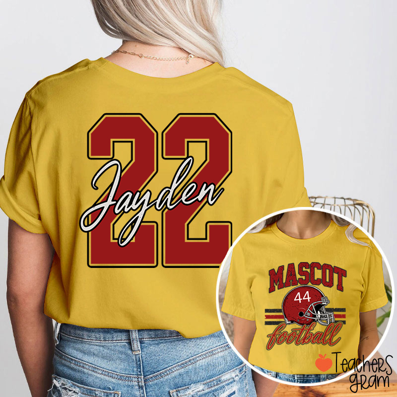 Personalized Mascot Football Game Day Teacher Two Sided T-Shirt