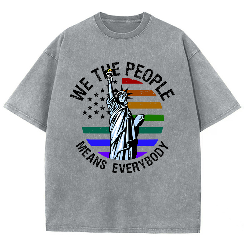 We The People Means Everybody Teacher Washed T-Shirt