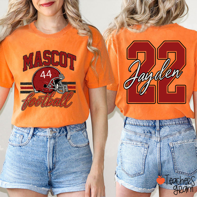 Personalized Mascot Football Game Day Teacher Two Sided T-Shirt