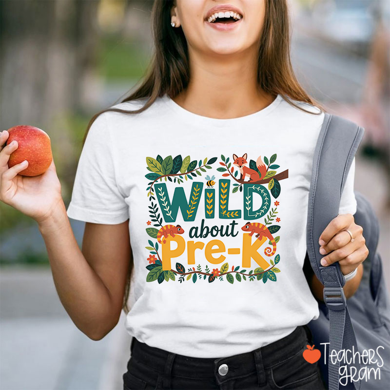 Personalized Forest Element Illustrations Wild About My Class Teacher T-Shirt