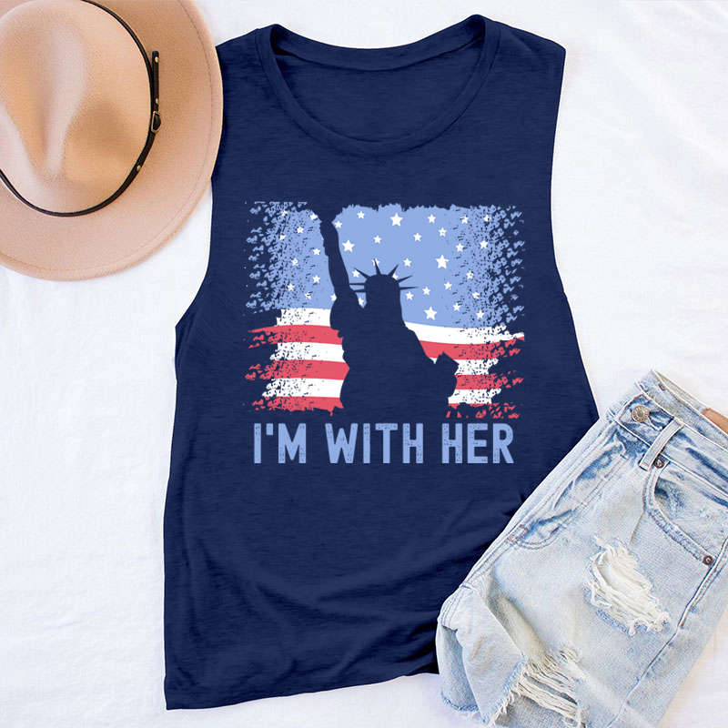 America Flag I'm With Her Teacher Tank Top