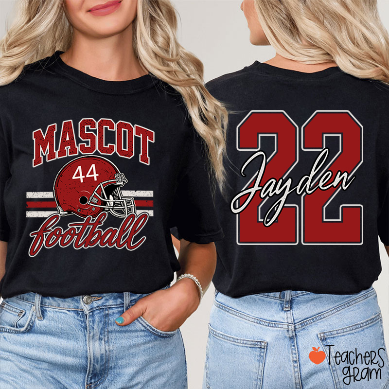 Personalized Mascot Football Game Day Teacher Two Sided T-Shirt