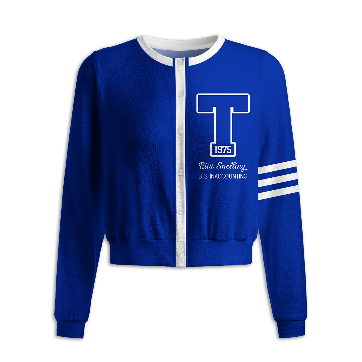 Personalized Letter Preppy Striped Teacher Ugly Cardigan Sweaters