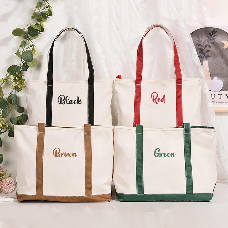 Personalized Name Christmas Lights And Reindeer Teacher Canvas Tote Bag