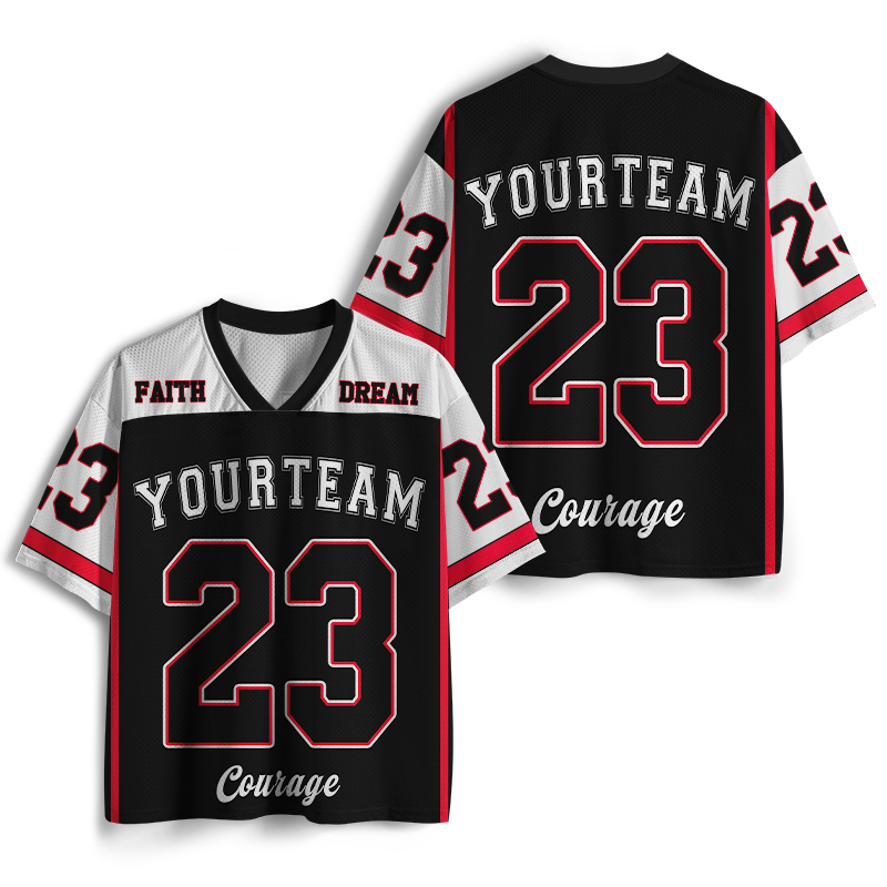 Personalized Name And Number Black And White Splicing Teacher Mesh Jersey