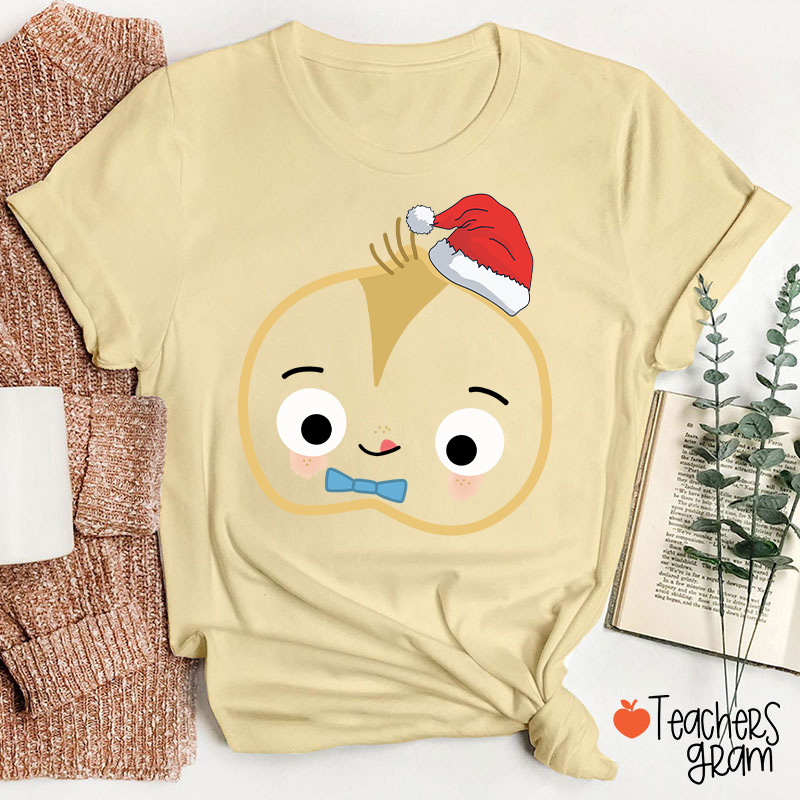 Personalized Book Character With Santa Hat Teacher T-Shirt