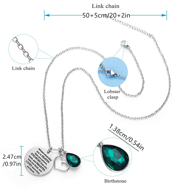 12-color Birthstone Diamond Teacher Necklace