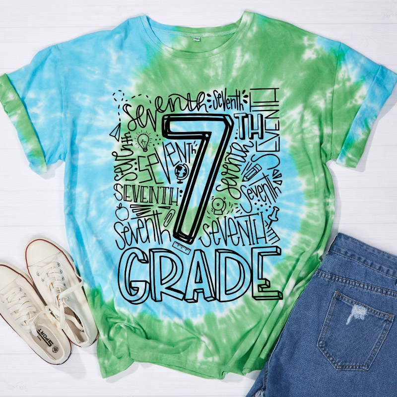 Personalized Alphabet Grade Teacher Tie-dye T-Shirt
