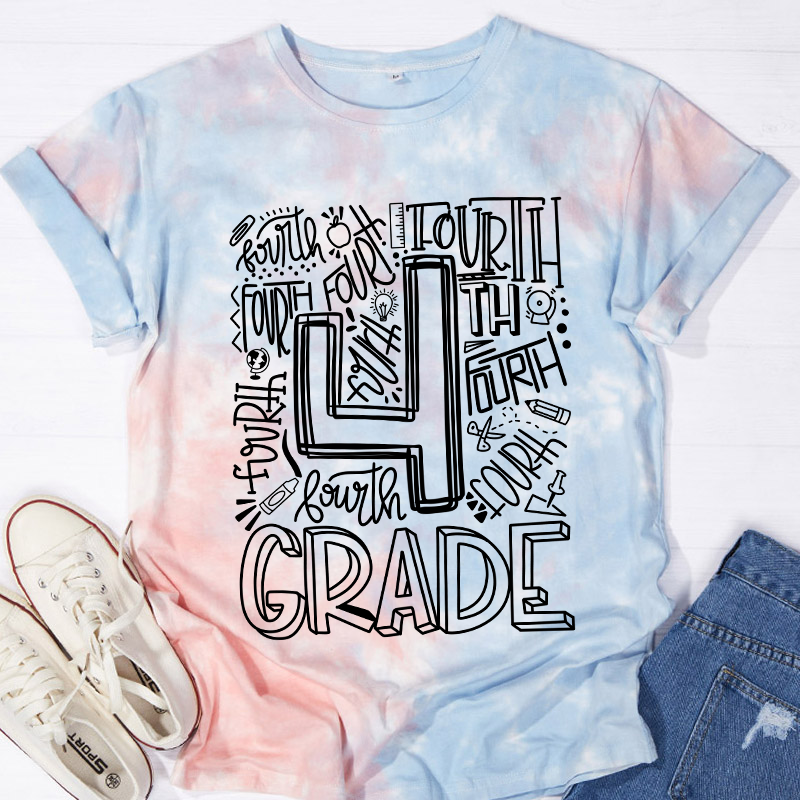 Personalized Alphabet Grade Teacher Tie-dye T-Shirt