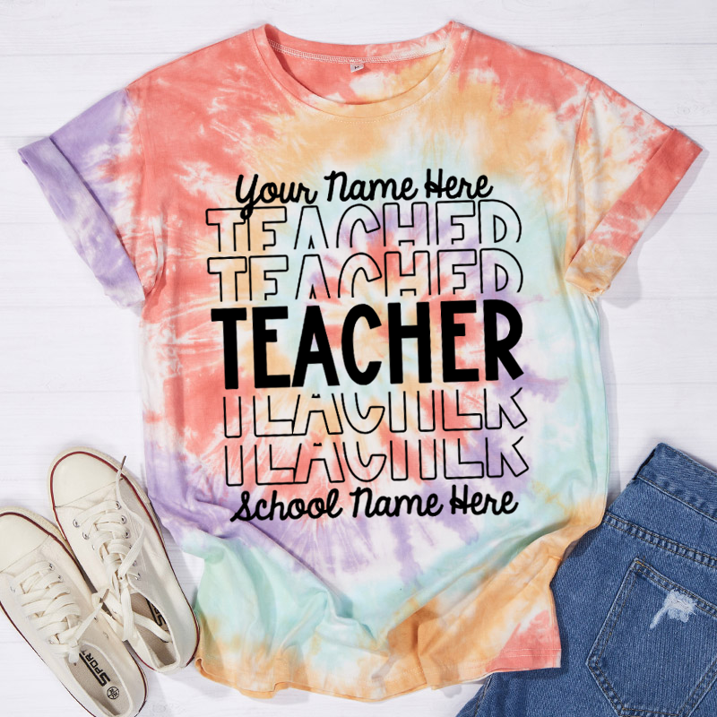 Personalized Information Belonging To You Teacher Tie-dye T-Shirt
