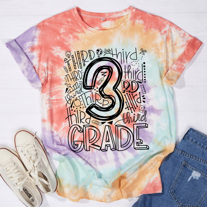 Personalized Alphabet Grade Teacher Tie-dye T-Shirt