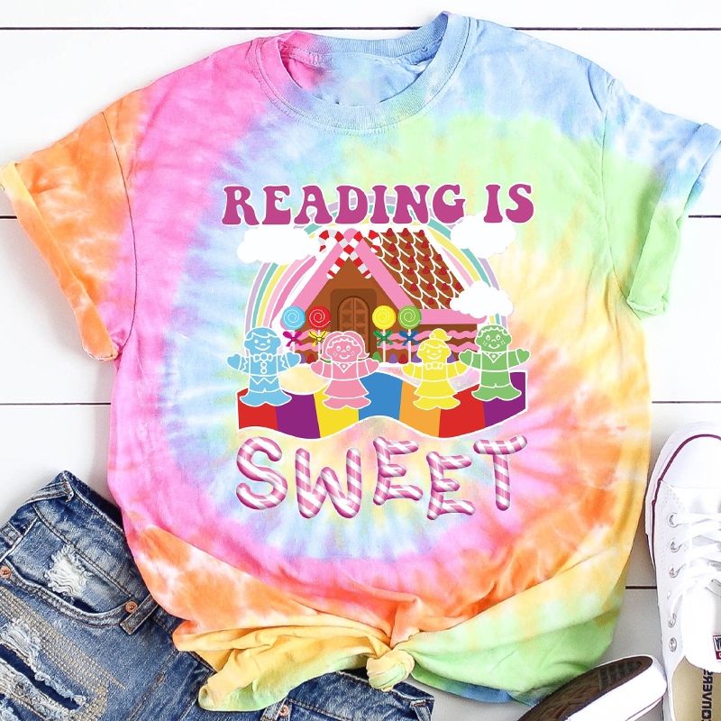 Reading Is Sweet Teacher Tie-dye T-Shirt