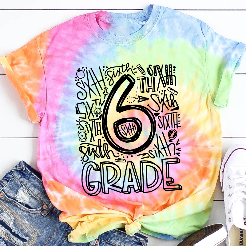 Personalized Alphabet Grade Teacher Tie-dye T-Shirt