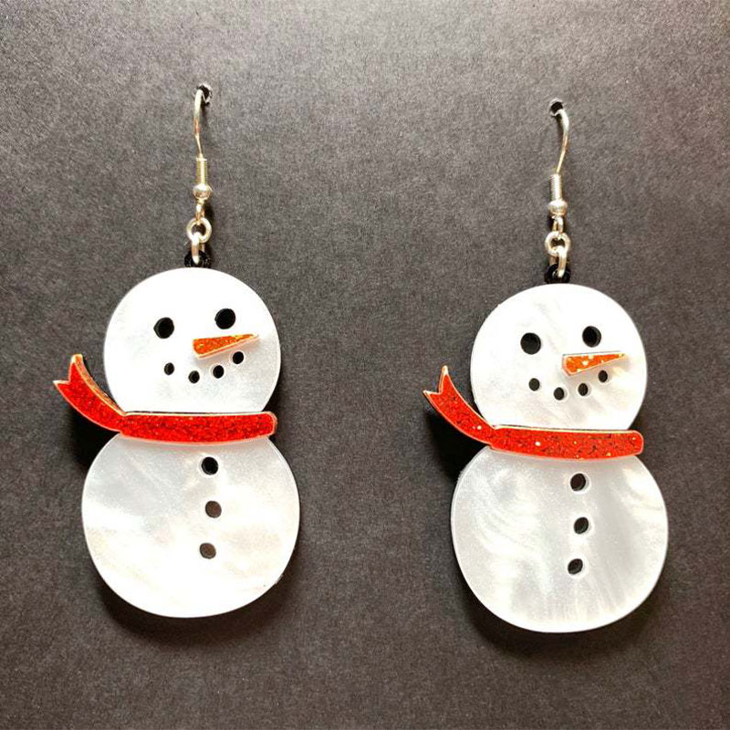 Slightly Snowman With Red Scarf Teacher Acrylic Earrings