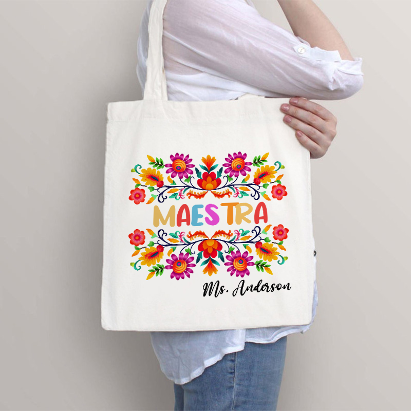 Personalized Name Maestra Teacher Tote Bag