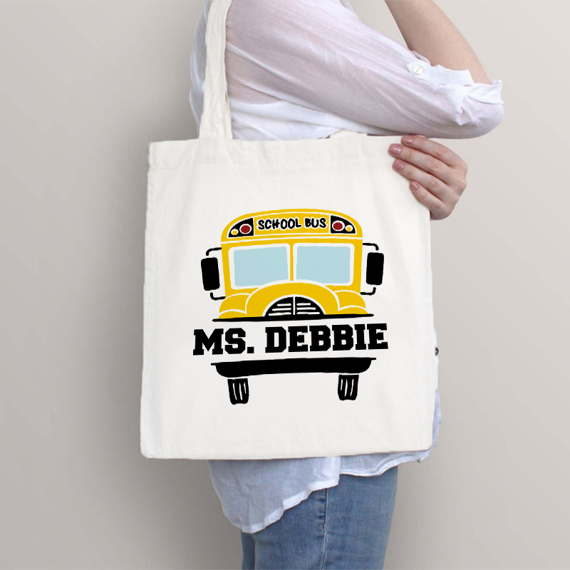 Personalized Back To School Bus Driver Teacher Tote Bag