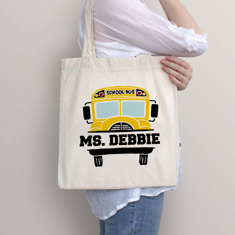 Personalized Back To School Bus Driver Teacher Tote Bag