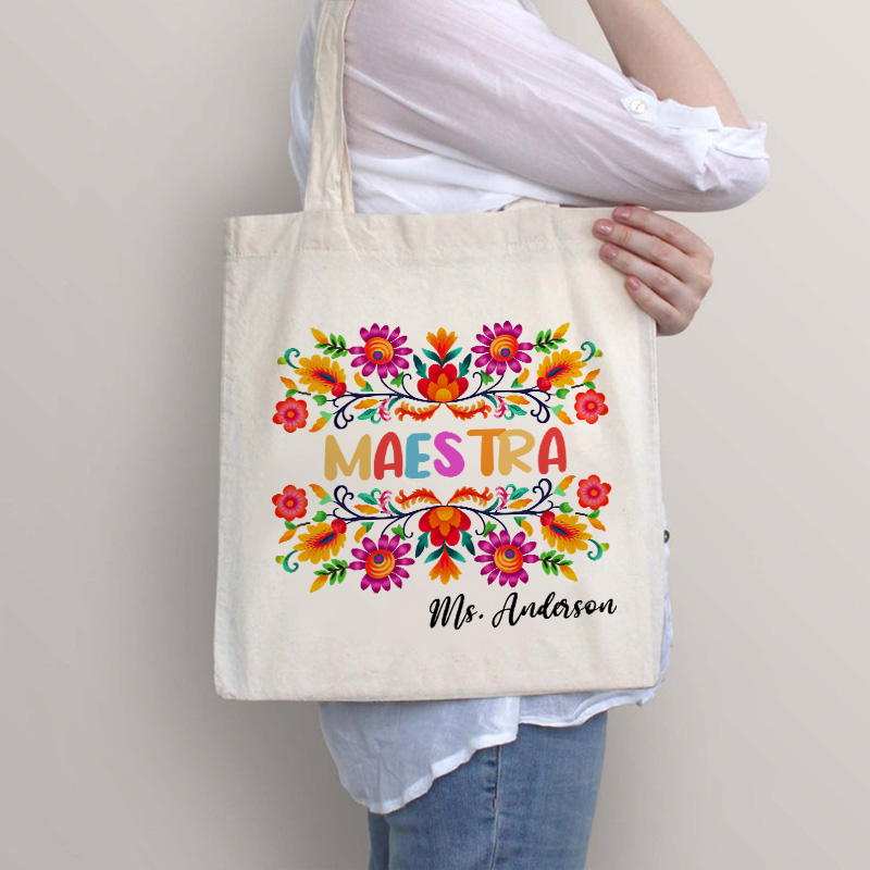 Personalized Name Maestra Teacher Tote Bag
