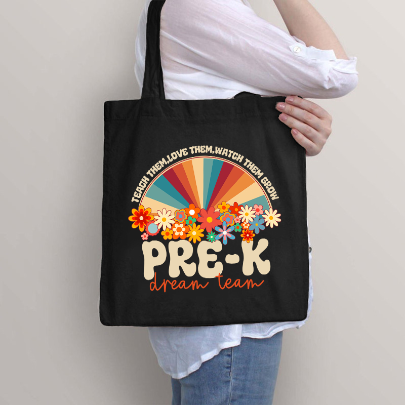 Personalized Teach Love Watch Them Grow Teacher Tote Bag