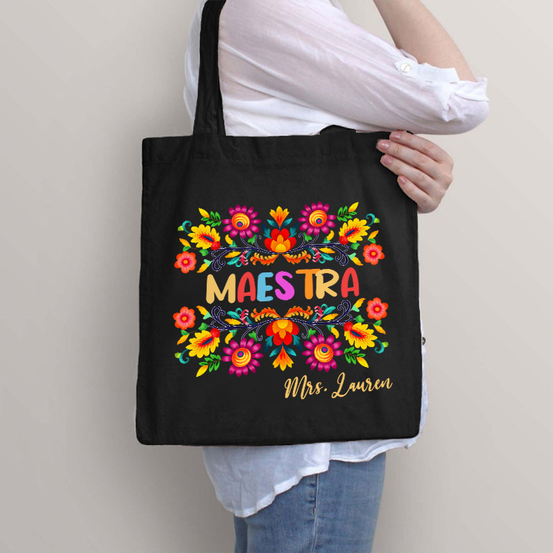 Personalized Name Maestra Teacher Tote Bag