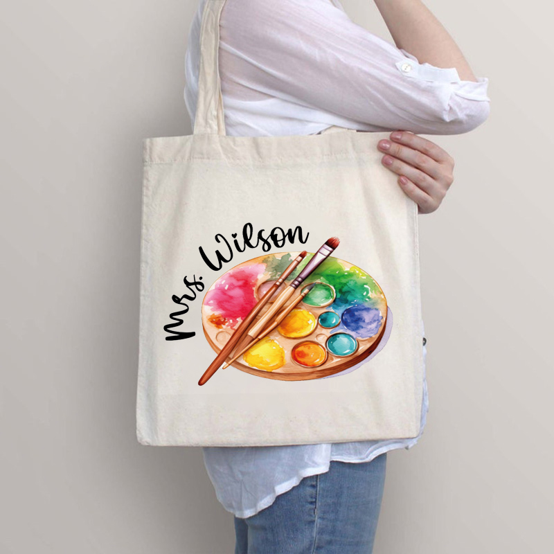 Personalized Artist Palette Teacher Tote Bag