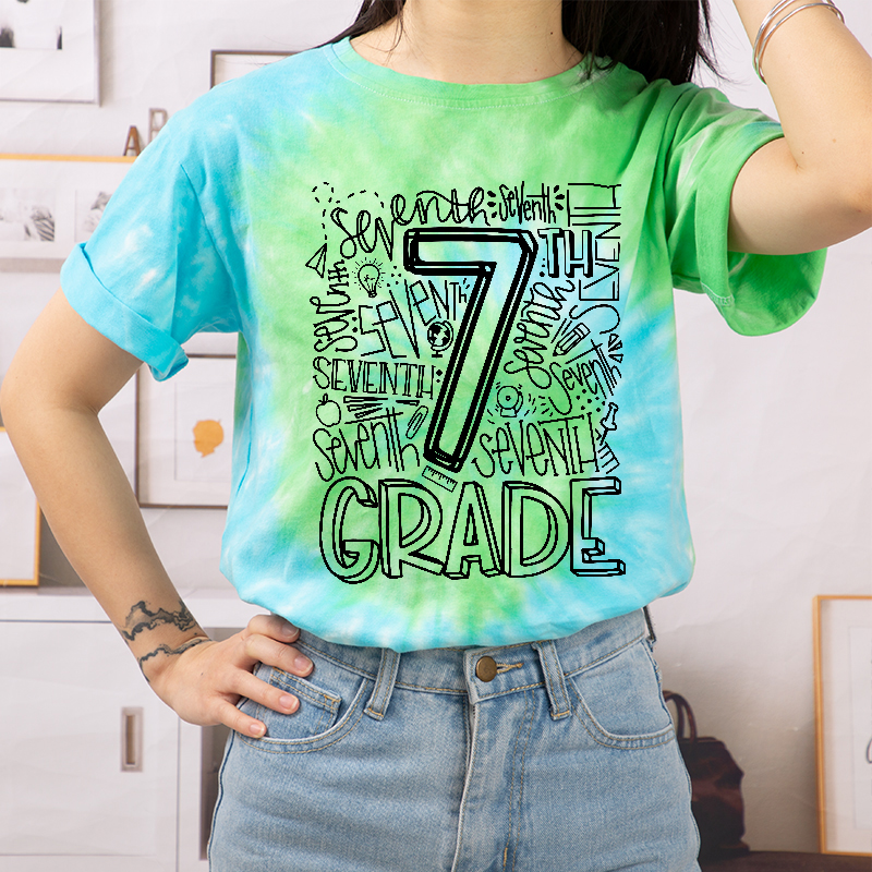 Personalized Alphabet Grade Teacher Tie-dye T-Shirt
