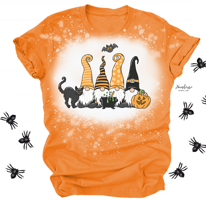 Halloween Gnomes Teacher Printed T-Shirt