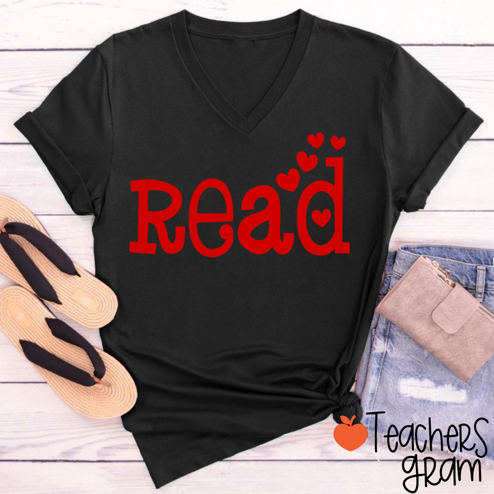 Read Teacher Female V-Neck T-Shirt