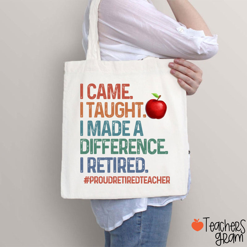 Proud Retired Teacher I Came I Taught Teacher Tote Bag