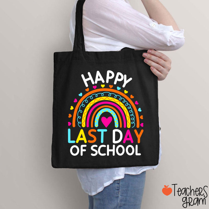 Happy Last Day Of School Heart Rainbow Teacher Tote Bag
