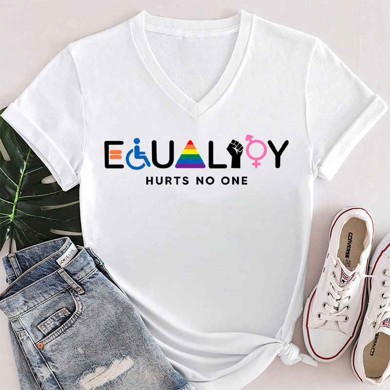 Equality Hurts No One Teacher Female V-Neck T-Shirt