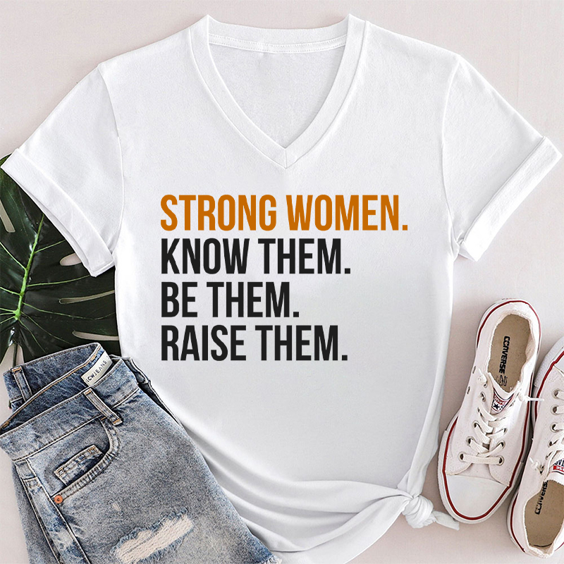 Strong Women Teacher Female V-Neck T-Shirt
