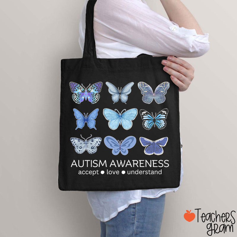 Autism Awareness Butterfly Teacher Tote Bag