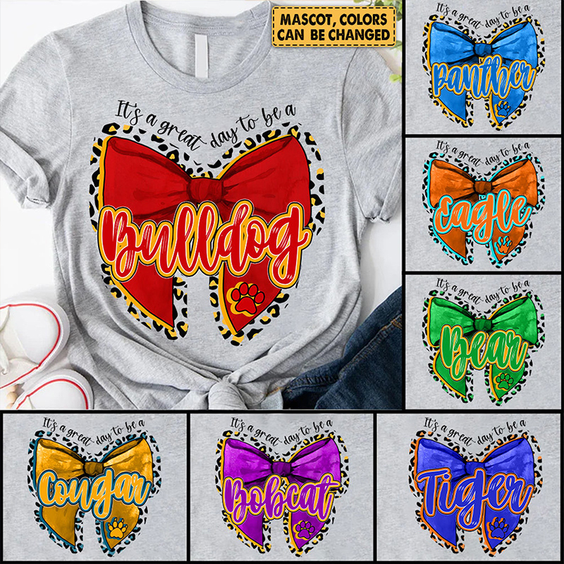 Personalized Colorful Bow Mascot It's A Great Day To Be A Teacher T-Shirt