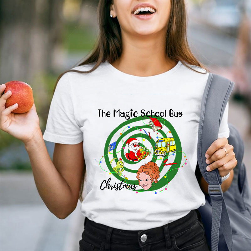 The Magic School Bus Christmas Teacher T-Shirt
