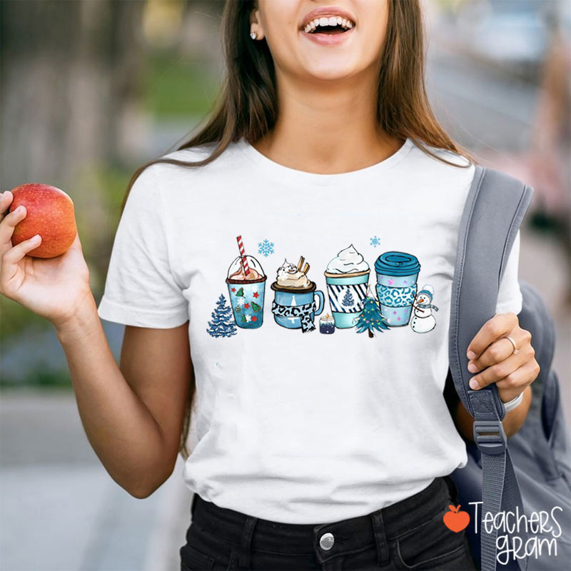 Loving Winter Drinks Christmas Vibes Teacher T-Shirt